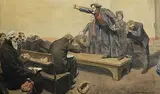 Oliver Dawney, The Preacher, watercolour on paper