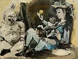 Pablo Picasso Spanish, La Comédie Humaine 26.1.54, 1954, lithograph on wove paper from 'Suite de 180 Dessins de Picasso' for Verve Editions in 1954 - Printed by Mourlot, Paris