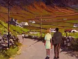 Alex McKenna, Walking Home, Dun Chaoin, Co. Kerry, oil on board
