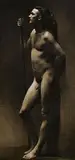 20th Century English School, Study of a Male Nude, pastel