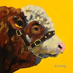 Ronald Keefer, Prize Bull, acrylic on board
