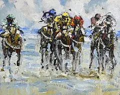 Des Murrie, Fight to the Finish, acrylic on card