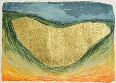 John Philip Murray, Golden Sea, 1991, watercolour and gold leaf on Sennelier paper