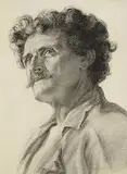John Arthur Lomax, Portrait of James McNeill Whistler, charcoal on paper