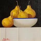 Paul Kavanagh, Sunlit Pears, oil on canvas board