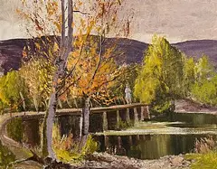 Stroll Over the Weir by Tom Nisbet, oil on board, sold Sep 2026