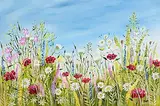 Robert McIntyre, Meadow Flowers in Full Bloom, oil on canvas board