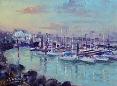 Bill O'Brien, Yachts in Howth Harbour Marina, 2026, acrylic on board