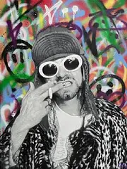 La Hart, Kurt Cobain, 2018, spray paint and stencil