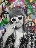 La Hart, Kurt Cobain, 2018, spray paint and stencil