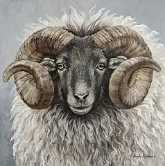 Angela Maximova, Ram, oil on canvas