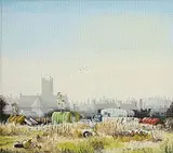 Liam Lynch, The Edge of Town, 1973, oil on board