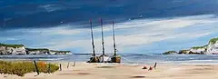David Howes, Beached Boats, acrylic on board