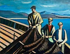 Alan Quigley, Preparing the Nets, oil on board