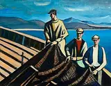 Alan Quigley, Preparing the Nets, oil on board