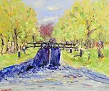 Marie Carroll, On the Canal, acrylic on canvas