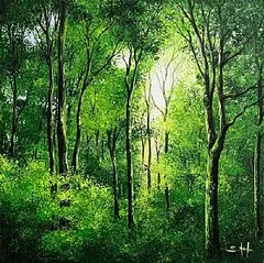 Simone Puorger, Dive into the Green, acrylic on canvas