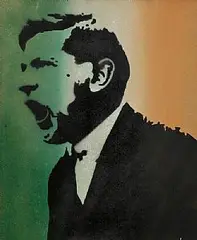 A. Murphy, Michael Collins, spray paint on board