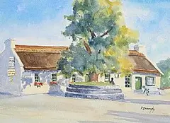 Paddy Donaghy, The Old Thatch, watercolour on paper