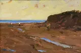 Marie Hennessy, Figures in a Landscape, oil on board