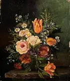 19th Century Continental School, Still Life - Vase of Flowers, oil on panel