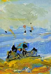 Marie Carroll, Watching the Regatta, acrylic on board