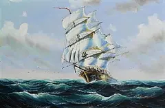 Sailing in Rough Seas by 20th Century Continental School, oil on canvas, sold Sep 2026