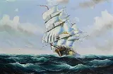 20th Century Continental School, Sailing in Rough Seas, oil on canvas