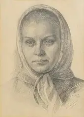 Female Portrait by 20th Century Continental School, 1972, charcoal on paper, sold Sep 2026