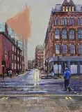 Jane Braithwaite, Manchester, Rain, oil on board