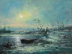 Under Moonlight by 20th Century Continental School, oil on board, sold Sep 2026