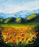 Hayley Huckson, Poppy Meadow, acrylic on board