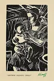 Harry Kernoff, Mother Feeding Child, woodcut
