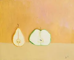 Charles Brady, Half a Pear and Half an Apple, oil on canvas