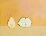 Charles Brady, Half a Pear and Half an Apple, oil on canvas