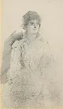 John Butler Yeats, Portrait of a Lady (second image verso), pencil on paper