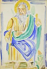 Fr. Jack P. Hanlon, Old Testament Figure, watercolour on paper