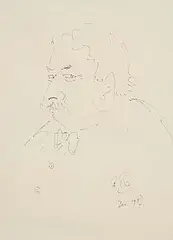 Peter Ustinov, Self Portrait, 1987, pen and ink on paper