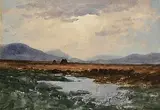 William Percy French, Donegal Bog, watercolour on paper