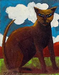 Graham Knuttel, Blue Eyed Cat, oil on canvas