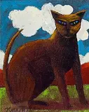 Graham Knuttel, Blue Eyed Cat, oil on canvas