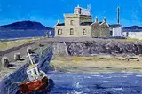 Ivan Sutton, Blacksod Lighthouse, Co. Mayo, oil on board
