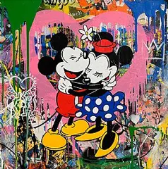 Thierry Guetta, Mickey + Minnie, 2018, mixed media on wove paper - unique