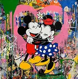 Thierry Guetta, Mickey + Minnie, 2018, mixed media on wove paper - unique
