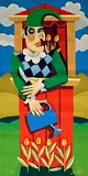 Graham Knuttel, Mr. Punch, aubusson tapestry - number 1 from an edition of 6 - woven by House of Pinton, Aubusson, France