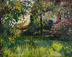 James Humbert Craig, The Artist's Garden, oil on board