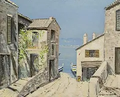 George K. Gillespie, On Lake Garda, Italy, oil on canvas board