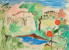 Ludwig Bemelmans, The Mill Pond, watercolour and pencil on paper