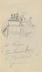 John Butler Yeats, The Stage Coach, pencil on paper