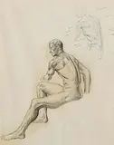 Countess Markievicz, Seated Male, charcoal on paper